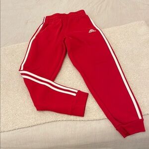 Adidas Red and White Sweatpants
